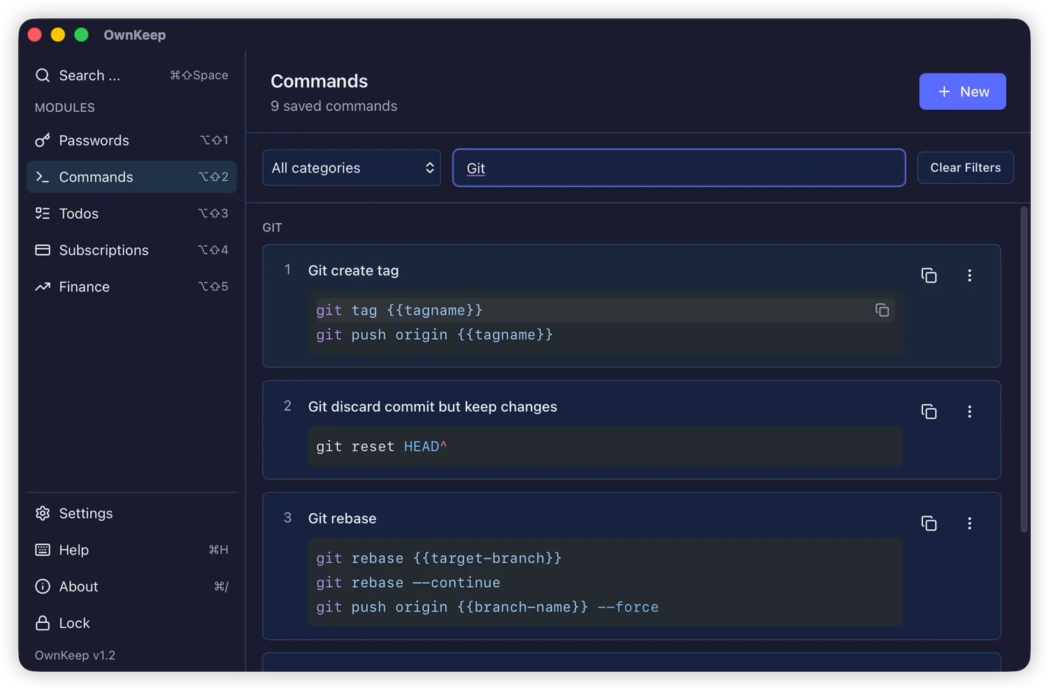 OwnKeep commands module