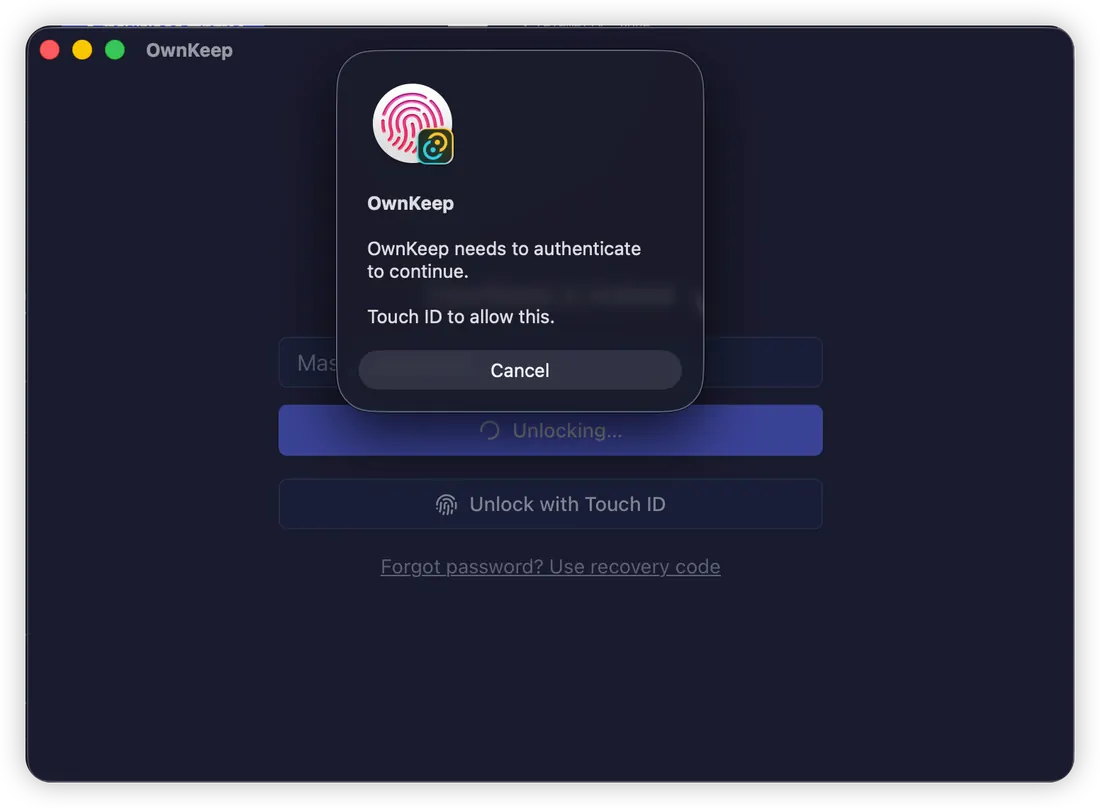 Touch ID unlock prompt